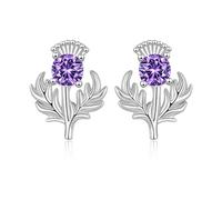 Thistle Earrings for Women Sterling Silver Purple Thistle Flower Stud Earrings Jewellery Gifts for Women