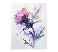 Thistle Flower Bloom Soft Watercolour Painting Wall Art Print Artery8 Purple W24 inch x H32 inch