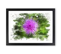 Thistle Flower No.1 V3 Modern Framed Print | A2 Black Framed Wall Art | Ready to Hang | Modern Floral Picture | Living Room Bedroom Lounge Office