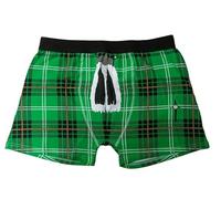 Thistle Products Ltd Men's Plaid Instakilt Boxer Shorts, Green Tartan Pattern, Elastic Waistband - MEDIUM