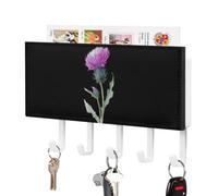 Thistle Purple Flower Key Holder Hanger Rack Mail Organizer