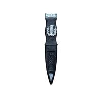 Thistle Sgian Dubh dummy - Scottish Highland Kilt Sock Dagger with Sheath, Celtic Thistle Crest, Traditional Piper Dress Accessory