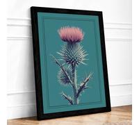 Thistle Specimen Botanical Framed Wall Art Print A4 (29.7×21cm) Black, Wall Decor for Living Room, Bedroom, Office & Home, Ready to Hang, Art Gift