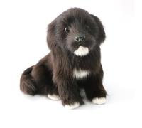 ThisToffGuys 19cm Realistic Black Dog Figurine,Faux Fur/Leather & Hollow Polyethylene Core,Home Decor
