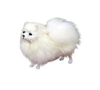ThisToffGuys 22cm Realistic Pomeranian Dog Figurine, Faux Fur/Leather & Hollow Polyethylene Core, Home Decor, Gift(B)