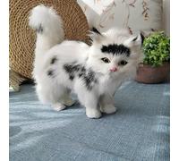 ThisToffGuys 25cm Realistic Kitten Figurine, Faux Fur/Leather & Hollow Polyethylene Core, Home Decor
