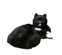 ThisToffGuys 30cm Realistic Figurine, Faux Fur/Leather & Hollow Polyethylene Core, Home Decor(Left Black)