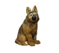 ThisToffGuys 38cm Realistic German Shepherd Figurine,Handmade Faux Fur/Leather & Hollow Polyethylene Core,Home Decor(B)