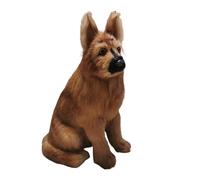 ThisToffGuys 38cm Realistic German Shepherd Figurine,Handmade Faux Fur/Leather & Hollow Polyethylene Core,Home Decor(A)
