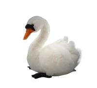 ThisToffGuys 9.8" Realistic Mute Swan Plush Toy, Soft White Stuffed Animal, Bird(WHITE)