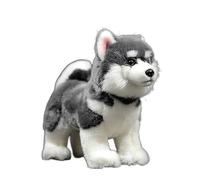 ThisToffGuys Realistic Grey Alaskan Sled Dog Plush Toy, Super Soft Stuffed Animal Doll