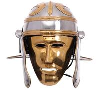 ThisToffGuys Roman Cavalry Helmet with Face | Gallic Brass Helmet | Wearable Ancient Roman Reenactment Helm | Historical Display