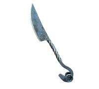 ThisToffGuys Single Hand-Forged Dinner Knife, Twisted Steel Blade with Natural Horn Handle - Authentic Rustic Medieval Style Cutlery for Kitchen & Table(A)