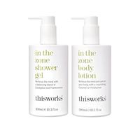 THISWORKS This Works In The Zone Moisturizer and Refreshing Body Wash with Essential Oils, Eucalyptus and Frankincense, Vegan, 10 oz Each