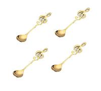 Thitex 4 Pack Music Note Coffee Spoons, Stainless Steel Teaspoon Set, Colorful Dessert Ice Cream Spoon Scoop for Stirring Drink Mixing Milkshake (Gold-4pcs)