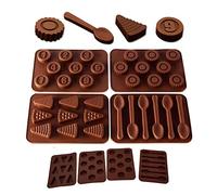 Thitex 4 Pack Silicone Chocolate Molds, Non-Stick Triangle,Flower,Spoon and Number Shape Fondant Moulds, DIY Sugar Craft 3D Pastry Cookie Cutters,Candy Ice Cube Tray for Decoration Party Gift