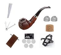 Thitex Wooden Smoking Pipe,Tobacco Cigar Pipes for Smoking with 3 - in - 1 Pipe Scraper, Pipe Stand Holder,& Other Pipe Cleaning Accessories