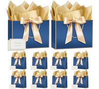 THIXY Gift Bag Medium, 10PCS 12.6" Extra Large Gift Bags for Presents Big Paper Bag with Tissue Paper, 32 * 25 * 10cmWedding Birthday Party Present Bridesmaid Gift Gifts Bag for Chrismas Wedding Blue