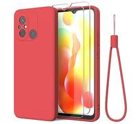 THIYUFUNS Case for Xiaomi Redmi 12C / Redmi 11A, TPU Silicone with 2 Protective Films, Mobile Phone Case, Liquid Silicone, Thin, Soft Protection, Shockproof, Scratch-Resistant Case with Microfibre