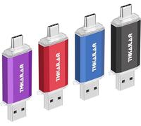 THKAILAR USB Stick 64GB 4 Pack For iPhone 15/16/17 PC/Mac | Portable Storage For Photos, Videos And Files Between Smart Phones, Computers And USB-C Devices For Travel And Work