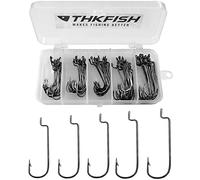 THKFISH 100pcs/box Offset Worm Hook Fishing Hook Set Dropshot Hook Set Rubber Fish Jigs Fishing Kit # 2# 1 1/0 2/0 3/0