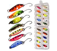 Thkfish 20Pcs Trout Fishing Spoon Set Hard Baits with Single Hooks Metal Fishing Lures for Char Perch
