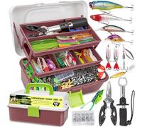 THKFISH 3 Layers Tackle Box with Tackle Included, 413Pcs Fishing lures Accessories and tools Kit Contains Crankbait, Hooks, Weights Sinkers Bass Fishing Pliers Gear Gift for Men
