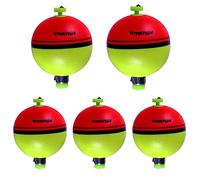 THKFISH Fishing Bobbers 5PCS EVA Foam Round Floats Red/Green Snap-On Spring Fishing Buoy Accessories for Freshwater Saltwater 2/3oz (1.9 * 2 inch)
