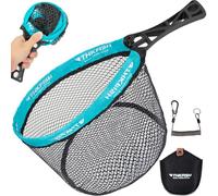 THKFISH Fishing Landing Net,Foldable Landing Trout Net with ABS Handle,Rubber Coated Mesh Trout Net,Lightweight Portable for Bird Fish Catch,Fishing Gear for Bass Catch and Release, M/L