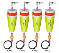 THKFISH Fishing Popping Cork Trout Floats - Weighted, Saltwater 4PCS YELLOWWIRE 40g