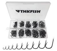 THKFISH High Carbon Steel Fishing Hooks - 500PCS Eyeless Hooks in 10 Sizes with Plastic Box