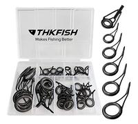 THKFISH Rod Repair Kit Rod Tip Repair Kit Ceramics Tips Stainless Steel Carbon Spinning Rod Guides Fishing Rod Repair Kit Black 35pcs