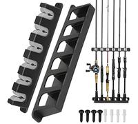 THKFISH Vertical/Horizontal Wall Mount Fishing Rod Holder for Garage Room Boat Shop 6 Fishing Rod A-Grey Vertical Fishing Rod Holder