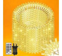 THKFUL 100M 800LED Crystal Fairy Lights Outdoor Indoor Plug in, Warm White Long String Lights with Remote Timer 8Mode, Waterproof Garden Fairy Lights String,10M Lead Wire for Tree Baloncy Fence