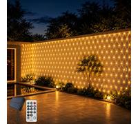 THKFUL 6X2M Solar Net Lights Outdoor,320 LED Mesh Net Fairy Lights Balocny Light Outdoor Solar Garden Light with Remote Timer 8 Modes Waterproof for Tree Curtain Gazebo Window(Warm White)