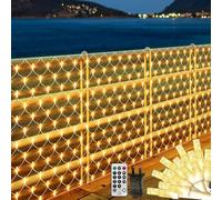 THKFUL 6X3M 408LED Large Outdoor Net Lights Plug in, Mesh Net Bushes Lights with Remote Timer,Garden Fence Light Outside Tree Light,Connectable Waterproof,10M Lead Wire for Balcony(Warm White)