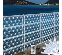 THKFUL 6X3M 408LED Outdoor Net Lights Plug in,Large Mesh Net Fairy Lights,Garden Tree Light Outside Window Wall Lights,Connectable Waterproof Remote Timer,10M Lead Wire for Balcony(White)