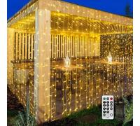 THKFUL 6x3M 600LED Long Curtain Lights Mains Powered,Hanging Curtain Fairy Lights for Room,Gazebo Window Lights with Remote Timer Waterproof for Indoor Outdoor Balocny