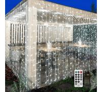 THKFUL Curtain Fairy Lights,6x3M 594LED Outdoor String Lights Plug in,Long Hanging Window Lights Remote Waterproof for Indoor Outdoor Garden Yard(White)