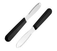THKO Butter Knife Spreader, 2pcs Butter Curler Stainless Steel Butter Cutter with PP Handle Cheese Knives Set 3-In-1 Multi-Function Butter Knife Easy Spread for Bagels Sandwiches Kitchen Gadgets