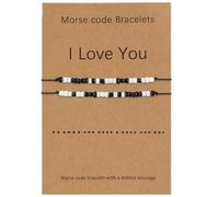 THKO Couples Bracelets, 1 Pair His And Hers Bracelet Morse Code Black And White Beads Best Friend Bf And Gf Bracelet Relationship Matching Friendship Jewelry