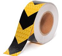 THKULKME 2"x100ft Black Yellow Arrow Reflective Hazard Safety Warning Caution Tape, Reflective Industrial Marking Tape for Trailers Vehicles Stairs Steps Floor Boats To (Yellow&Black-100Ft