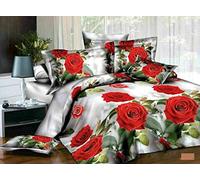 THL 3 Piece Complete Bedding Set 3D Printed Duvet Quilt Cover With Pillowcase Floral Design (287 Roses, Single)