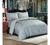 THL 3 Pieces Duvet Cover Set with Pillowcase Jacquard Paisley Quilt Cover Bedding Set (Silver, King)