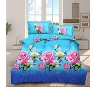 THL 3d Design Printed 4 Piece Complete Bedding Set Duvet Quilt Cover Fitted Sheet Pillowcase (343, Double)