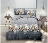 THL 4 Pcs Complete Bedding Set 3D Design Floral Printed Duvet Cover with Fitted Sheet Pillowcases