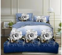 THL 4 Pcs Complete Bedding Set 3D Design Floral Printed Duvet Cover with Fitted Sheet Pillowcases