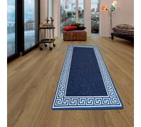 THL Gel Backed Runner Normal Pile Rug Non Slip Carpet Floor Mat Door Mat (Blue-Cream, 66x220)