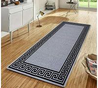 THL Gel Backed Runner Normal Pile Rug Non Slip Carpet Floor Mat Door Mat (Grey-Black, 66x120)