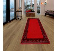THL Gel Backed Runner Normal Pile Rug Non Slip Carpet Floor Mat Door Mat (Red-Black, 50x80)